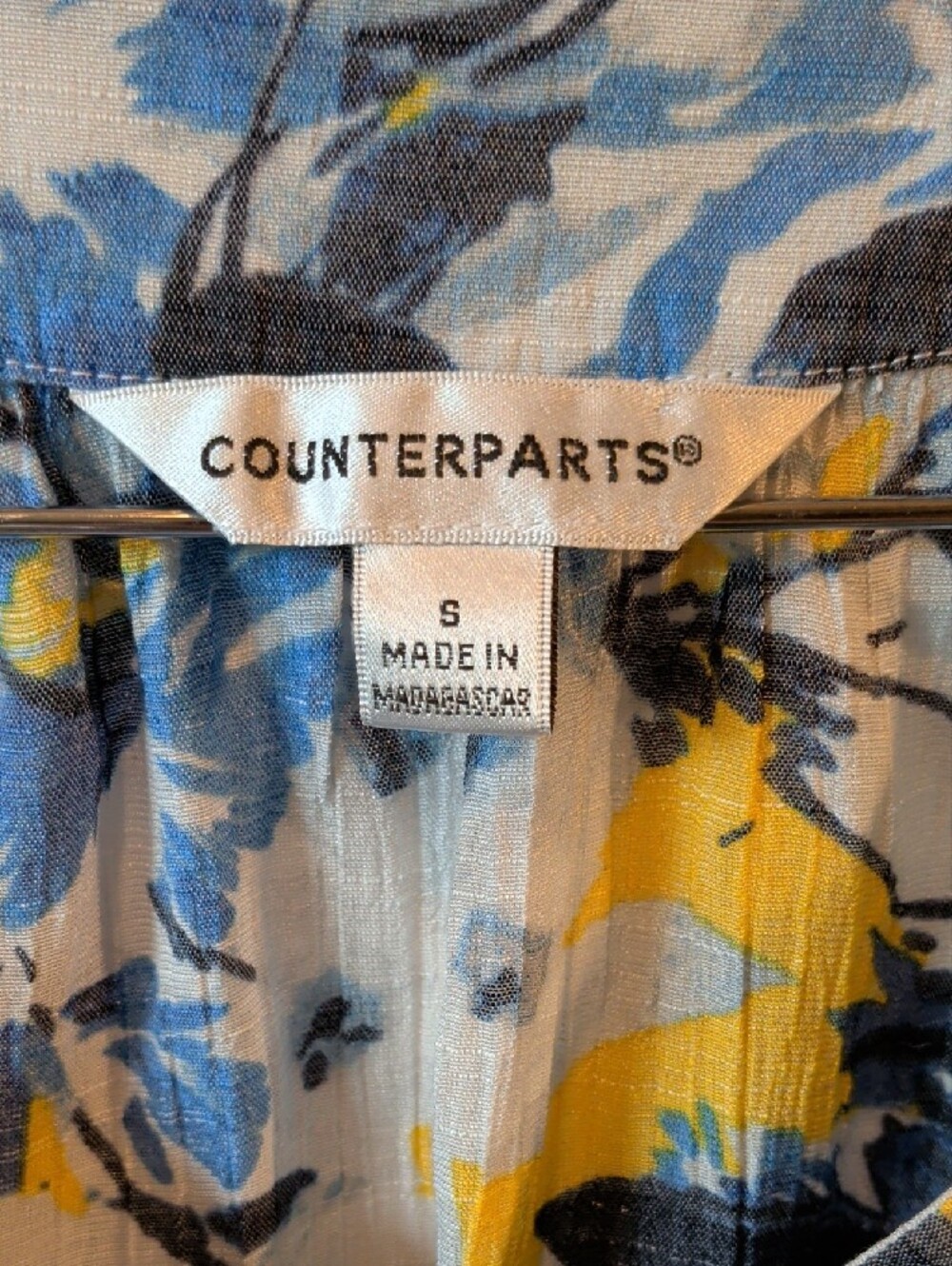 Counterparts Blue, Yellow & White Floral V-Neck Blouse - Picture 2 of 6